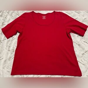 L.L. Bean Medium Regular Women's 100% Suprima Cotton Red Top
